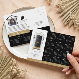 Carte Postale Black Watercolor Door Real Estate Calendar 2025
