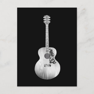 Carte Postale Black White Art Acoustique Guitare instrument de m