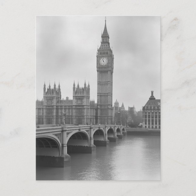 Carte Postale Black & White Big Ben - Vintage London Landmark (Devant)