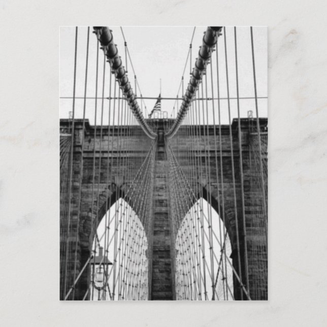 Carte Postale Black White Brooklyn Bridge New York (Devant)