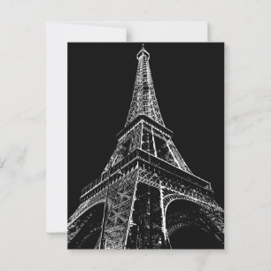 Carte Postale Black White Eiffel Tour Paris Voyage Vintage