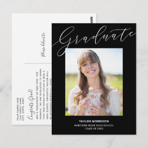 Carte Postale Black & White Elegant 2023 Photo Graduation Party