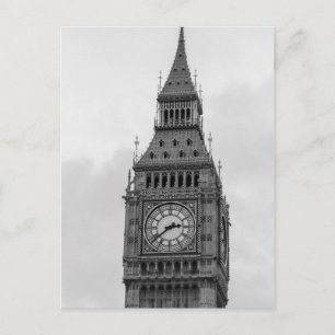 Carte Postale Black White Gros plan Big Ben Horloge Tower Londre