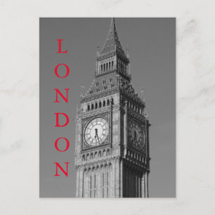 Carte Postale Black White Gros plan Big Ben Horloge Tower Londre