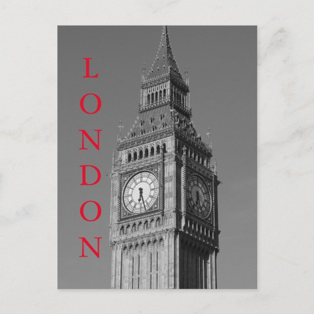Carte Postale Black White Gros plan Big Ben Horloge Tower Londre (Devant)