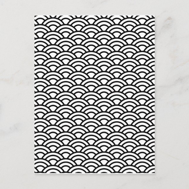 Carte Postale Black & White Japanese Fish Scale Circle Geometric (Devant)
