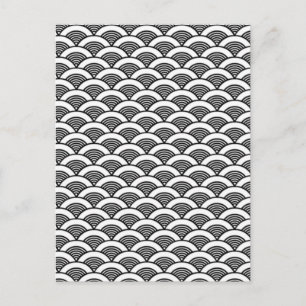 Carte Postale Black White Japanese Wave Pattern