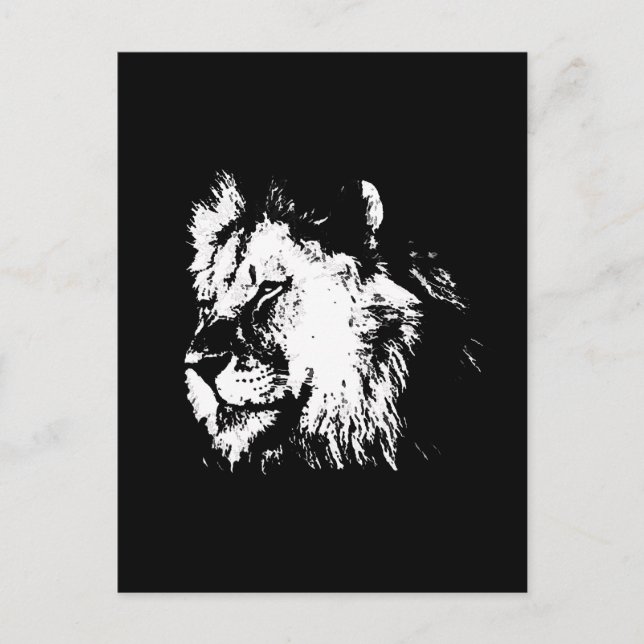 Carte Postale Black White Lion - Animal Pop Art (Devant)
