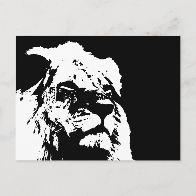 Carte Postale Black & white lion pop art (Devant)