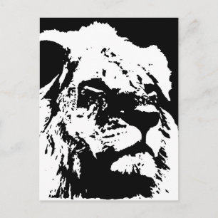 Carte Postale Black & white lion pop art