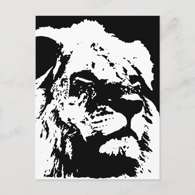 Carte Postale Black & white lion pop art (Devant)