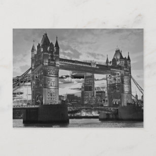Carte Postale Black White London Tower Bridge British Travel