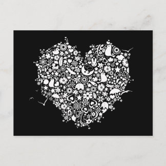 Carte postale Black White Love Heart Shapes