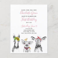 Black White Pink Script Farm Invitation Anniversai