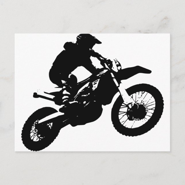 Carte Postale Black White Pop Art Motocross Motorcyle Sport (Devant)