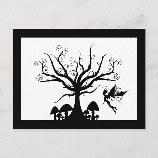 Carte Postale Black & White Spooky Fairy Postcard (Devant)