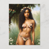 Black Woman Bikini Modèle beauté florale