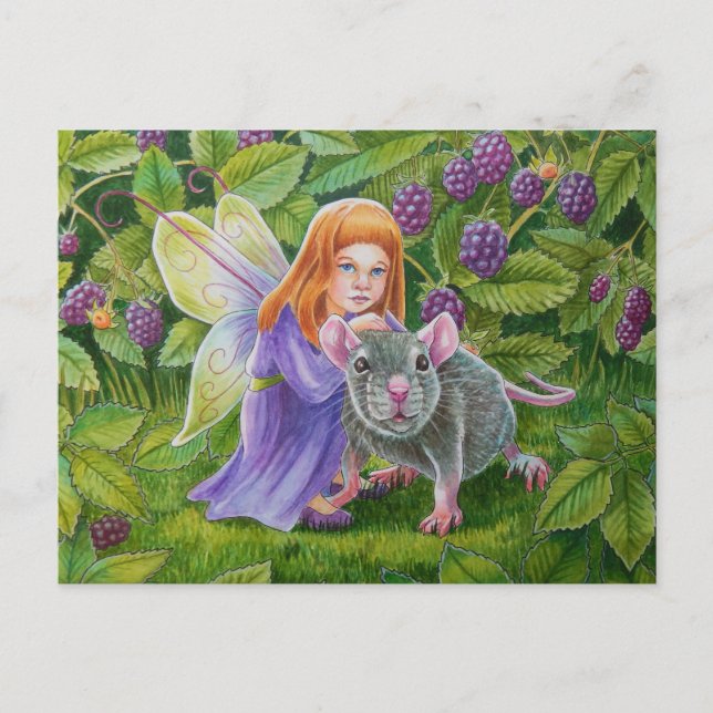 Carte Postale Blackberry Fairy and Pet Mouse (Devant)