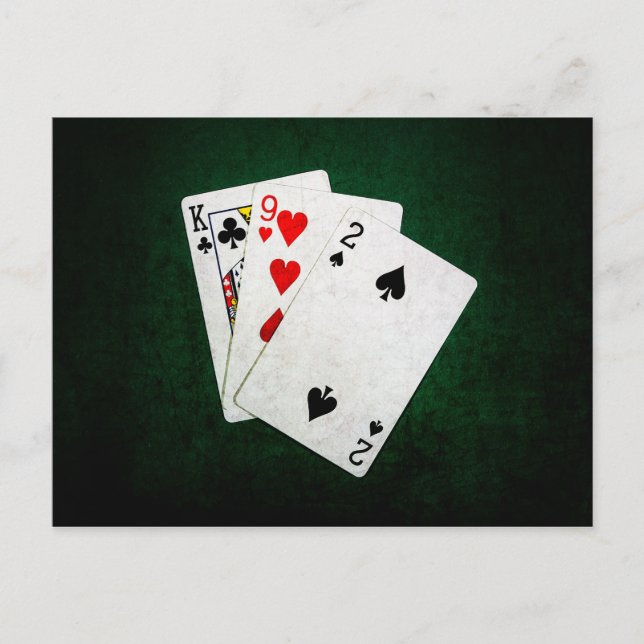 Carte Postale Blackjack 21 point - Roi, Neuf, Deux (Devant)