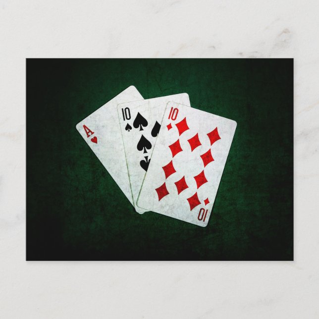 Carte Postale Blackjack 21 points - As, Dix, Dix (Devant)