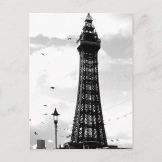 Carte Postale Blackpool Tower et lampadaire B/W