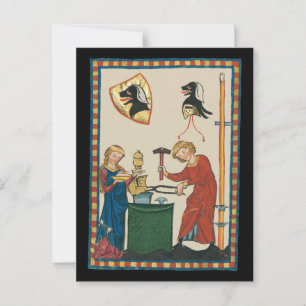 Carte Postale Blacksmith Forge Casque Art Médiéval