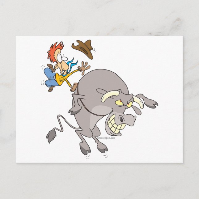 Carte Postale blague blonde buccker bull rider rodeo cowboy dess (Devant)