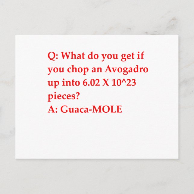 Carte Postale blague de chimie (Devant)