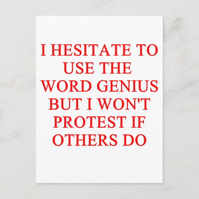 Carte Postale blague de génie modeste (Devant)