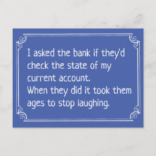 Carte Postale Blague drôle de compte courant bancaire