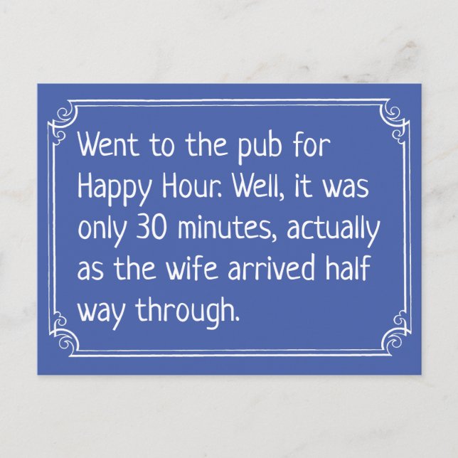 Carte Postale Blague drôle de pub à l'heure heureuse (Devant)