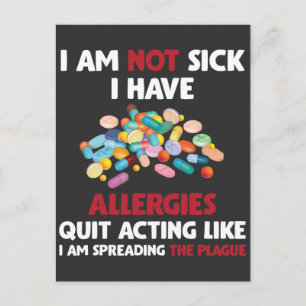 Carte Postale Blague pour allergique Humour allergique Allergies