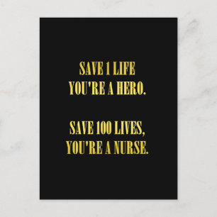 Carte Postale Blague sur les infirmières drôles qui sauvent des
