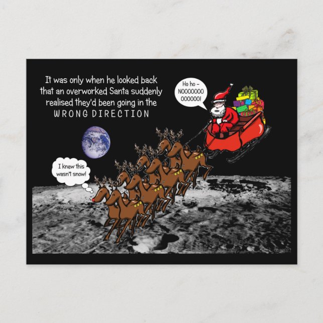 Carte Postale Blagues de Noël de Santa Renne Direction Incorrect (Devant)
