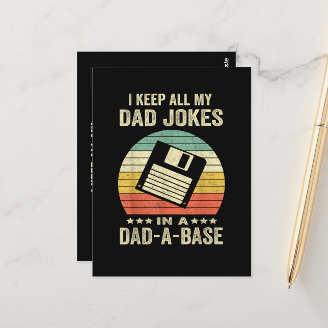 Carte Postale Blagues drôles de papa pour hommes dans dad-a-Base (Devant/Arrière en situation)