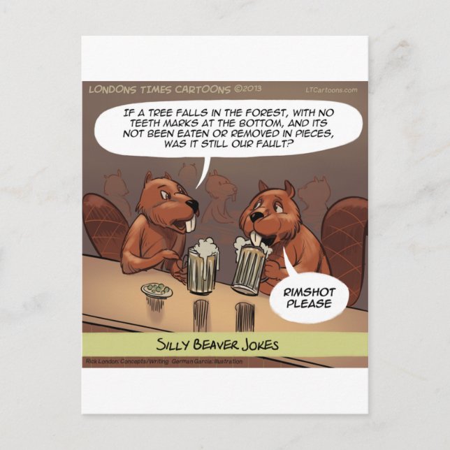 Carte Postale Blagues Idiotes de Castor Drôle de Dessin Animé (Devant)
