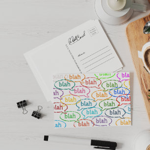 Carte Postale Blah Blah Funny Coloré Mignonne Dites Bonjour Pers
