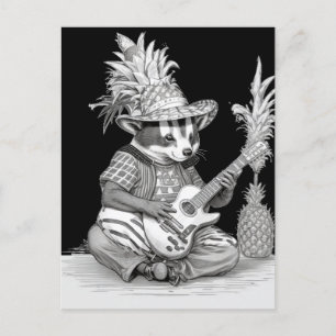 Carte Postale Blaireau jouant de la guitare avec anniversaire de