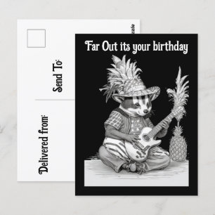 Carte Postale Blaireau jouant de la guitare avec un anniversaire