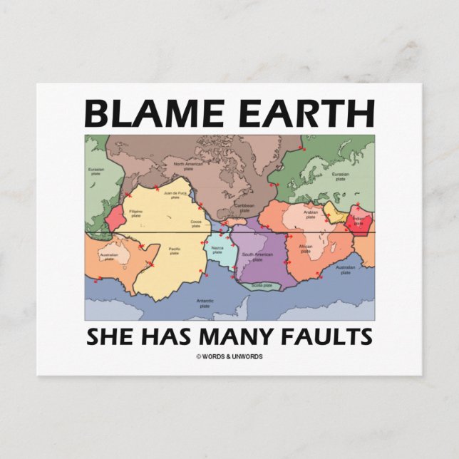 Carte Postale Blame Earth She Has Many Faults (Devant)