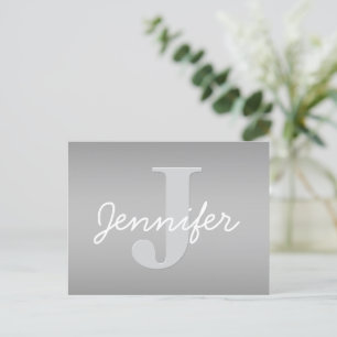 Carte Postale Blanc Cursive & Monogramme Gris Couleurs Modifia