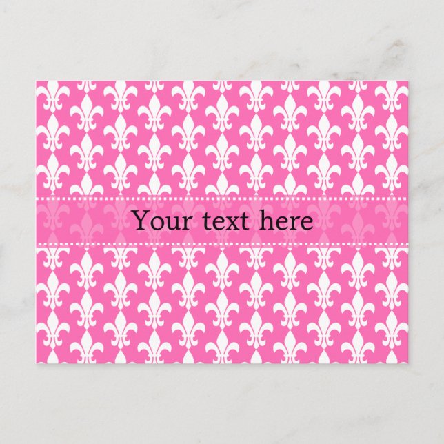 Carte Postale Blanc et roses indien Fleur de Lis Pattern (Devant)