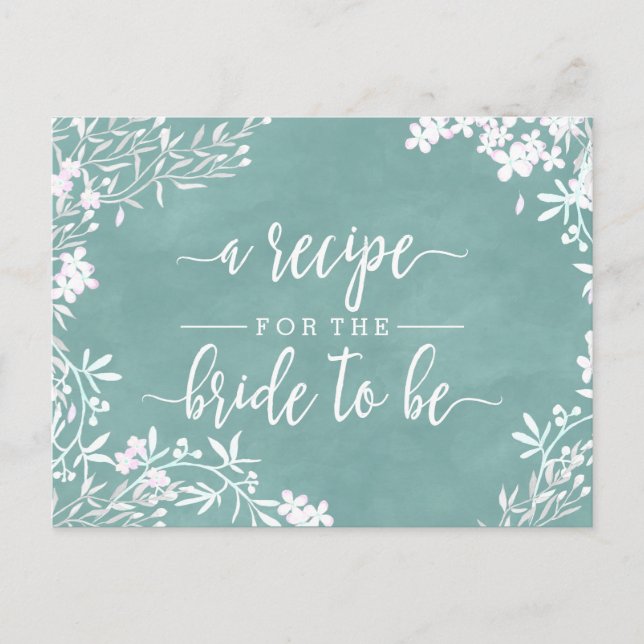 Carte Postale Blanc Floral N'importe quelle couleur Bride Mariag (Devant)