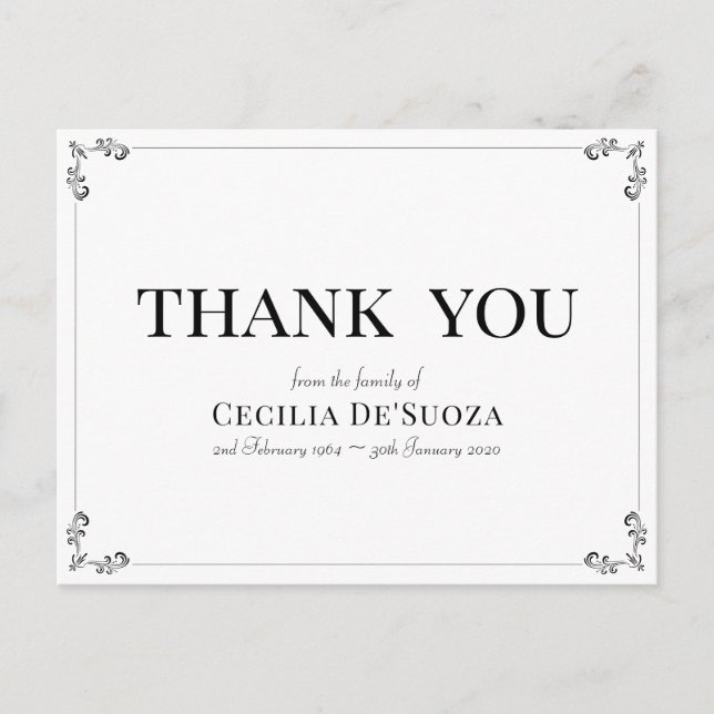 Carte Postale Blanc Merci Vintage Classique Élégant Simple (Devant)