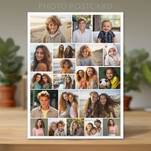 Carte Postale Blanc Minimaliste Moderne - 20 Collage de Photos