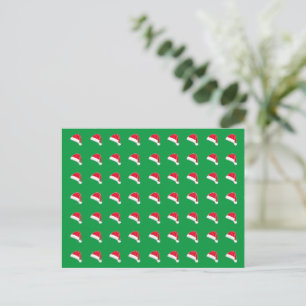 Carte Postale blanc rouge vert mignon Santa Hat motif Noël