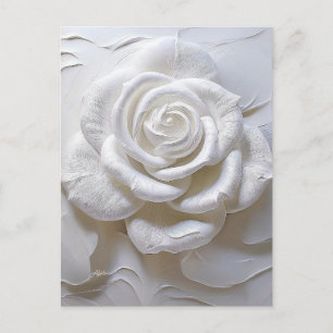 Carte Postale Blanc sur Blanc - Rose Sculptée