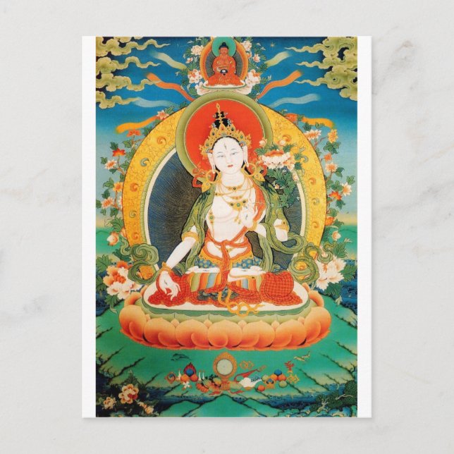 CARTE POSTALE BLANC TARA BUDDHIST DÉITANCE (Devant)