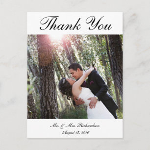 Carte Postale Blanc - Vert. Merci photo de mariage personnalisé