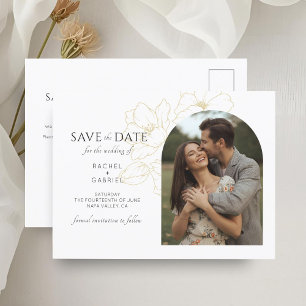 Carte Postale BLANCHE   Boho Arch Gold Floral Mariage